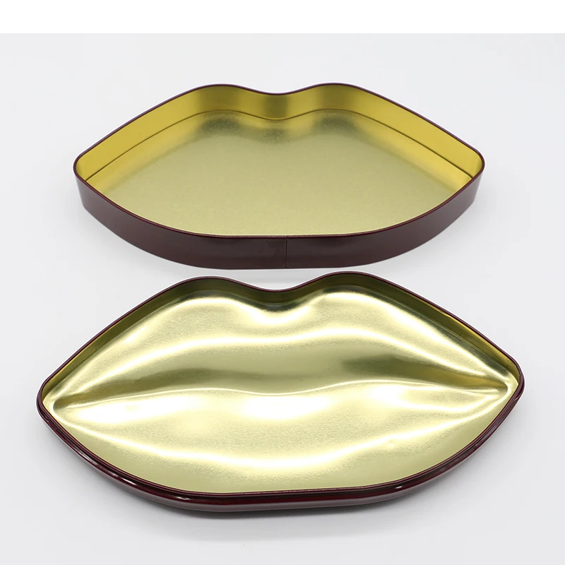 Special - shaped tinplate creative red lip can, color cosmetics box, wedding candy packaging tin can, gift box factory