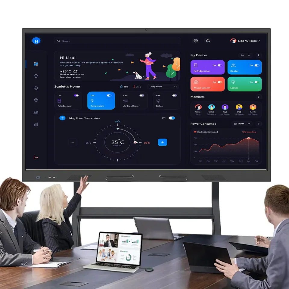 55/65/75/86/100/110 Inch All In One Monitor 4K Touch LCD Smart Education Board TV  Interactive Whiteboard For Education Meeting