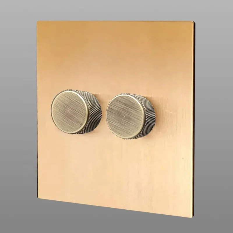 86 Wall Switch Dimmer Home Hotel Stainless Steel Panel Metal Vintage Light Switch Dimmer