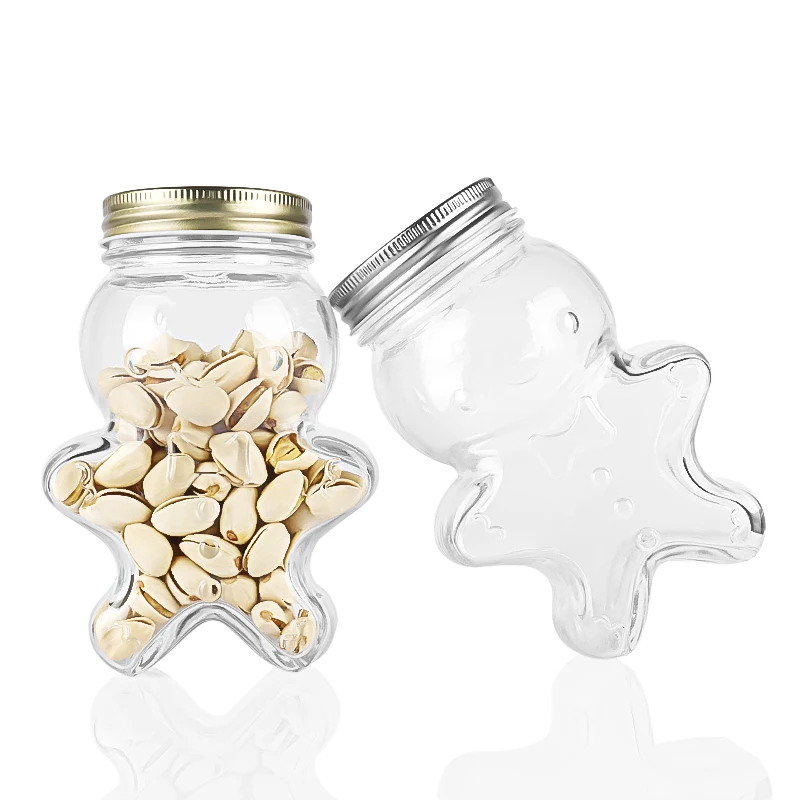 Creative Christmas Gifts gingerbread man design glass jars Dessert snacks storage jars 500ml