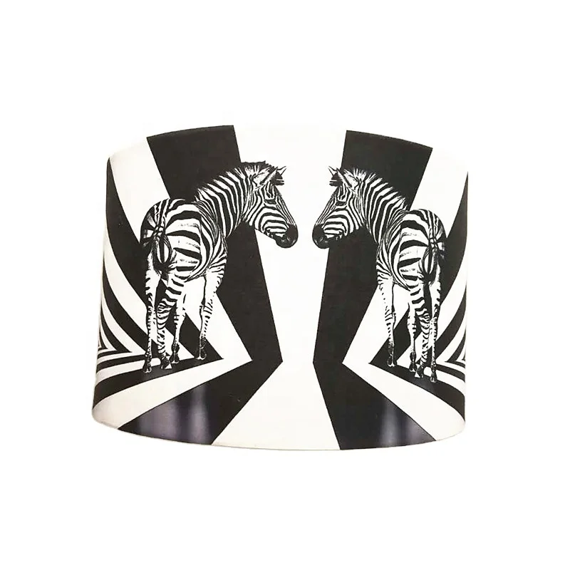 Zebra printing easy fit E27 Drum bedroom pendant cotton fabric lampshade