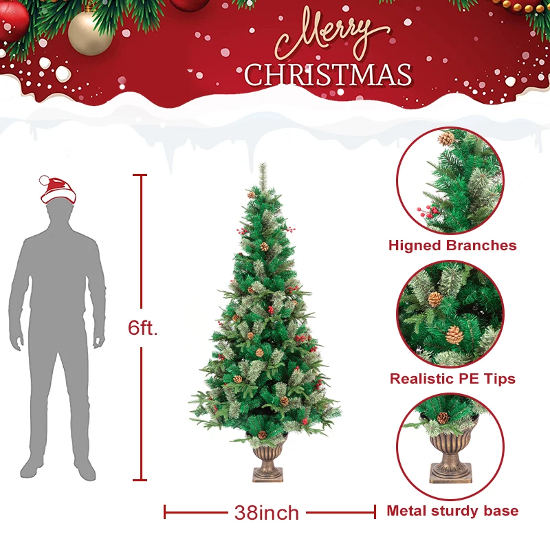 Pre-lit Artificial Full Down Sweeping Green Douglas Fir White Lights Including Stand Christmas Tree
