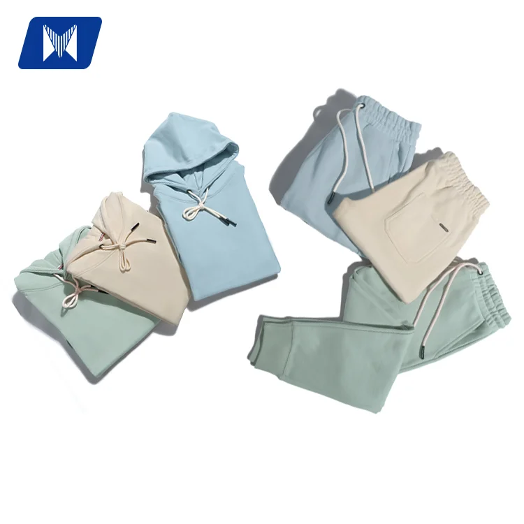 Wholesale 460 gsm Heavy Weight French Terry Thick 100% Brushed Cotton Mens Custom Logo Sweatsuits Track Suit Tracksuit