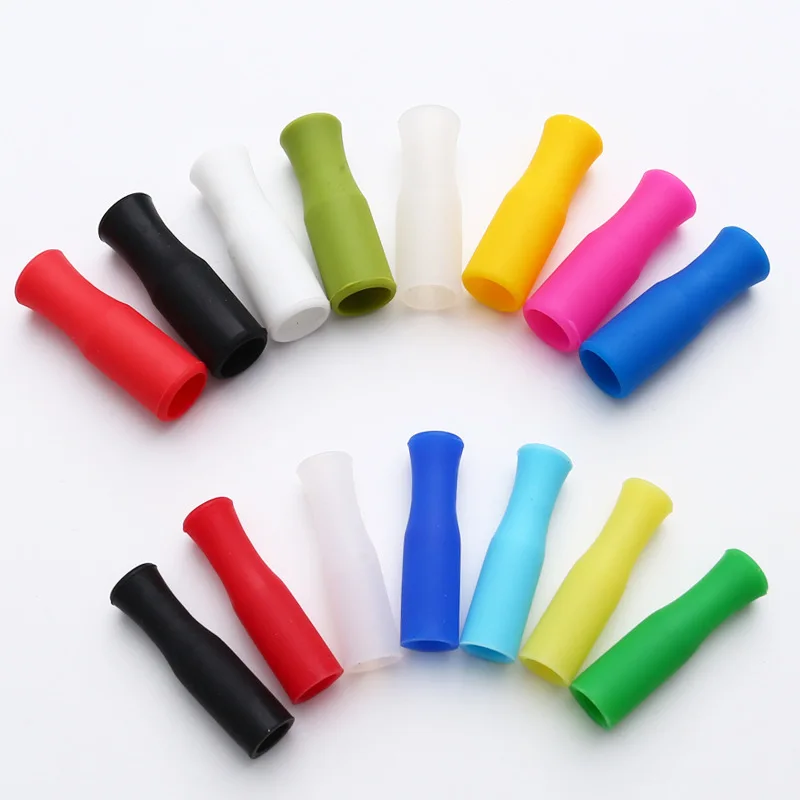 Metal Straws Silicone Tips Colorful Silicone Straw Tip Covers Fit for 6 mm 8mm Wide Stainless Steel Metal Straws