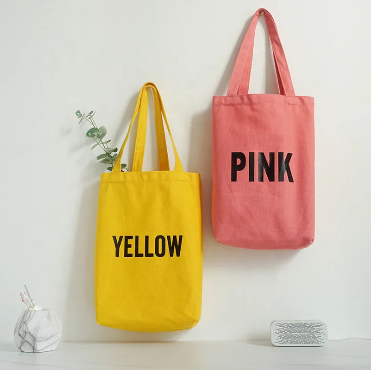 Цифровая теплопередающая печать, цветной логотип, рекламная сумка для покупок из хлопчатобумажной ткани