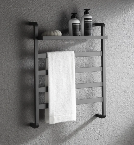 Modern Bathroom Electric Heated Towel Warmer With Shelf