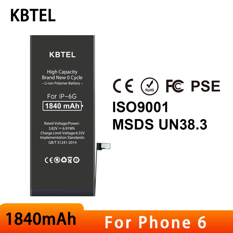 
Oem Odm Top Quality Real Capacity 1810Mah 3.8 V For Iphone 6 Original Lithium Battery 