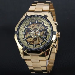 Winner Brand Stainless Steel Watch Men Skeleton Auto Mechanical custom LOGO Watch Male Dress Clock WINNer  246