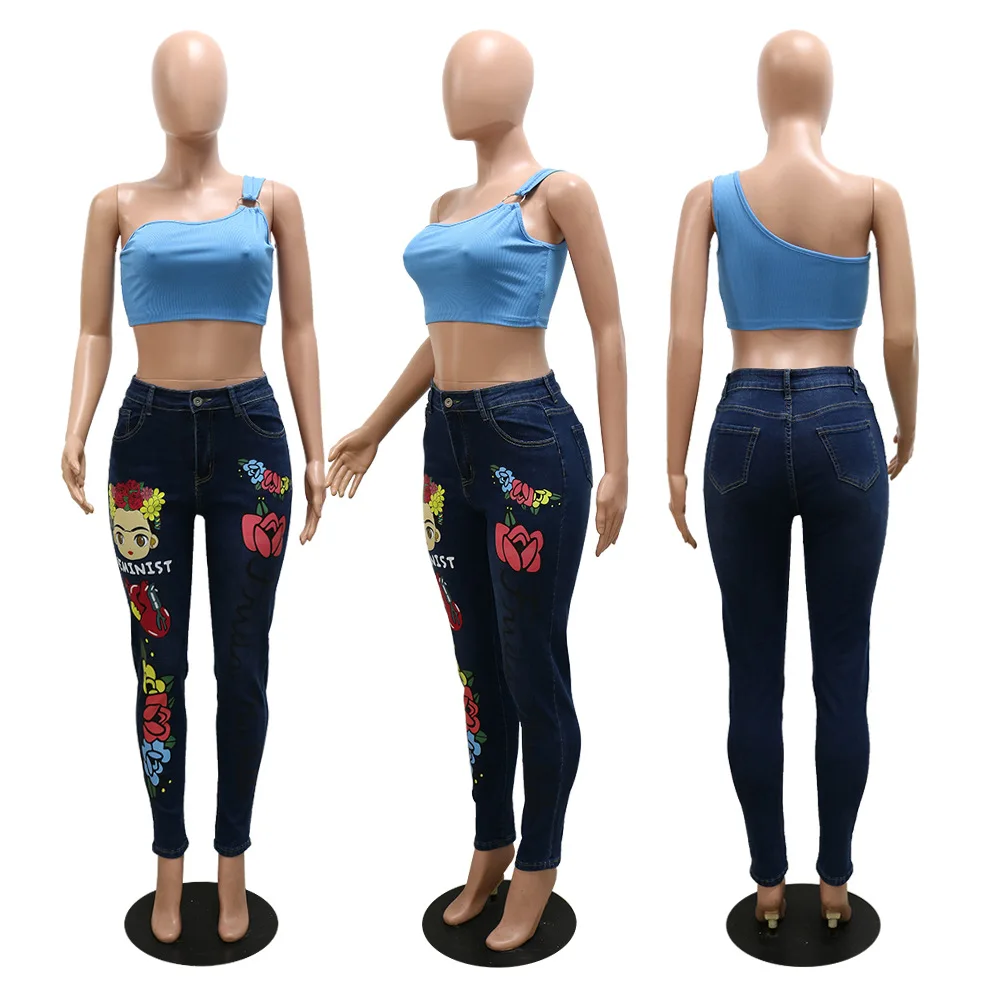 Custom Street Trend Fashion Skinny Worn Out Little Pants Lettered Jeans Women Zipped Button Denim Shorts