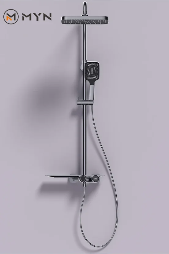 Olife Banos  hot sale rainfall water fall  silver  brass matte bathroom shower faucet mixer set taps column