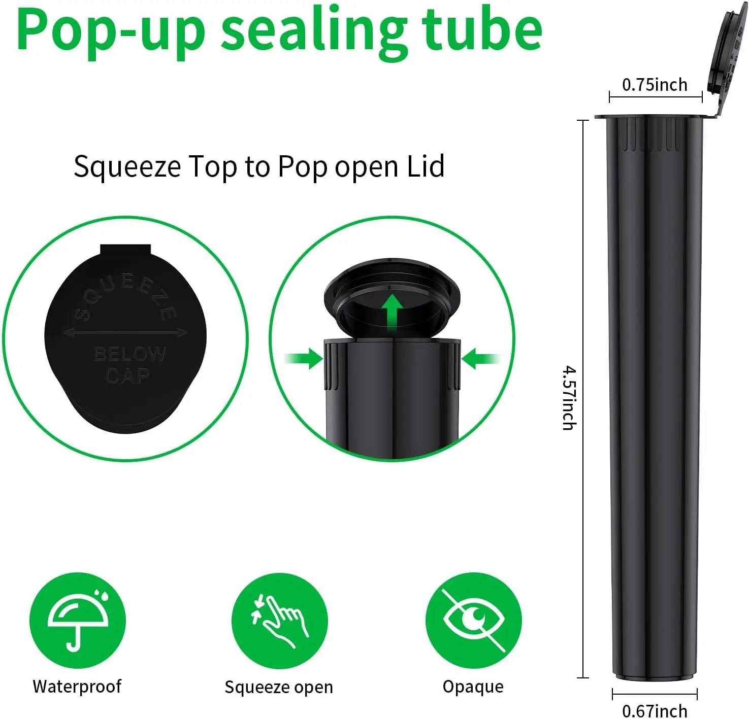 High Quality and BPA Free Plastic Pre Roll Tubes Easy to Carry Plastic Pop Top Tubes with Lids