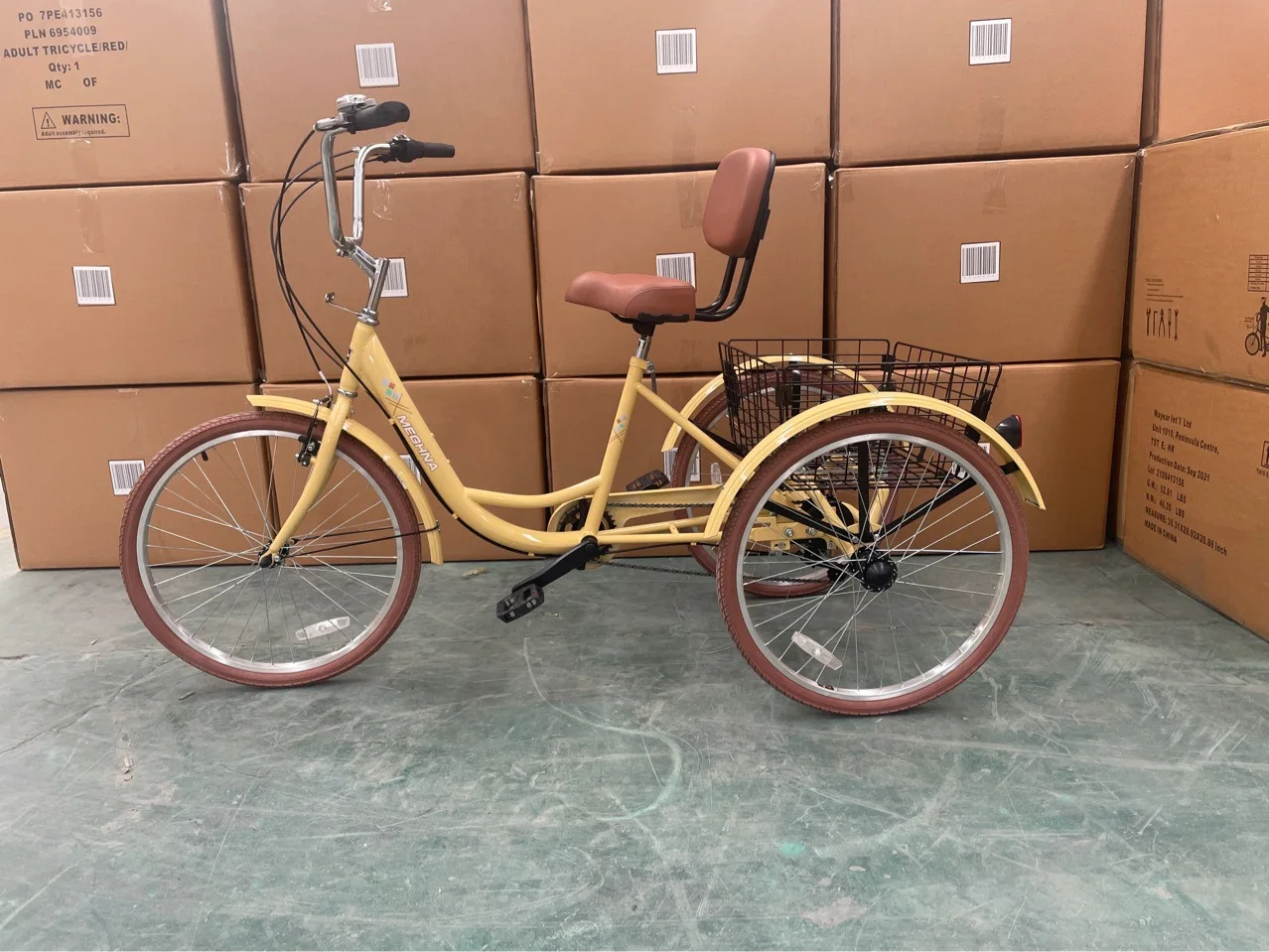 Human pedal adult cargo bike Pedicab OEM elderly leisure rickshaw tricycles bike 3 wheel tribike with rear basket