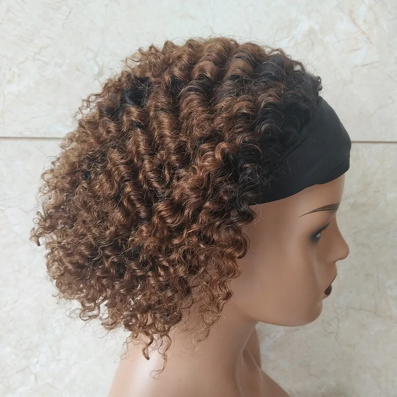 Ombre color 1b/30 Headband machine made short bob kinky curly cuticle aligned cheapest brazilian glueless human hair wig