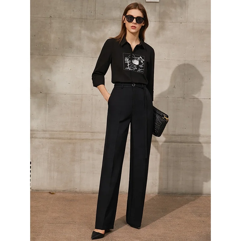 MANNI Women's Winter Wear Elegant Office Ladies Straight Pants Zipper Trousers Formal Trousers for Women