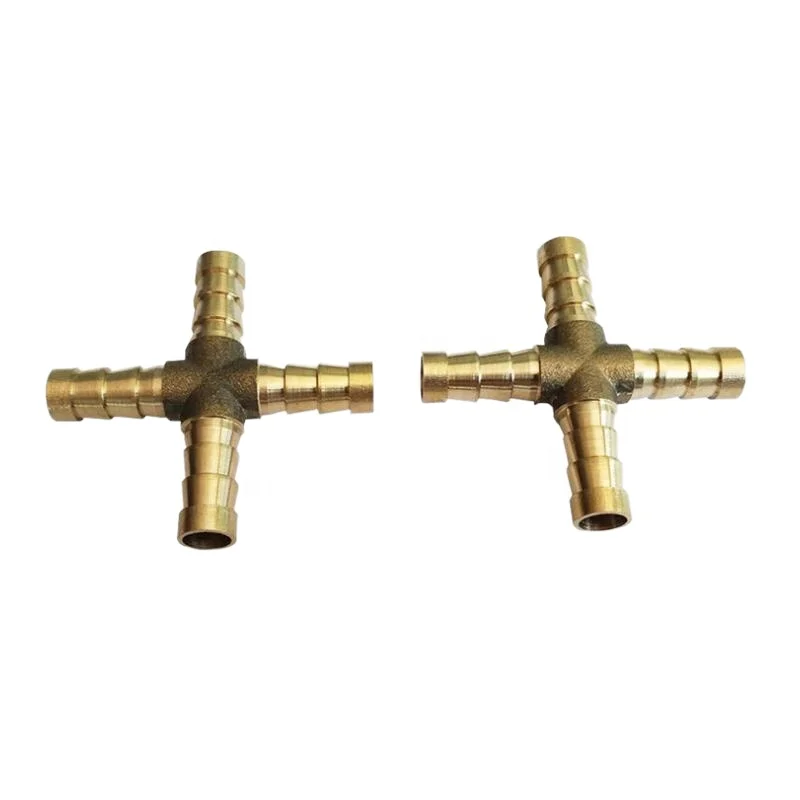 
Cross Type 12mm Brass Barb Fittings Pneumatic Parts Pagoda 4 Ways Branch Gas Hose Connector 