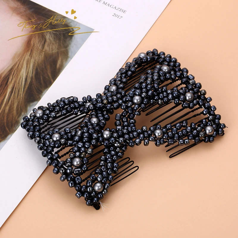 Tracy &Herry Variable Insert Comb Female Fashion Bead Magic Hair Comb Tray Fast Sell Women Styling Hair Accessories Hair Clips