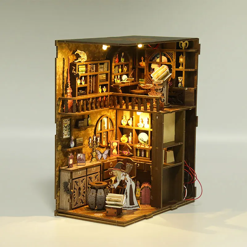 DIY Miniature Doll House Bookends Magic Book Nook kit Shelf Insert Book Nooks Diy 3D Wooden Puzzle Book End Decorative