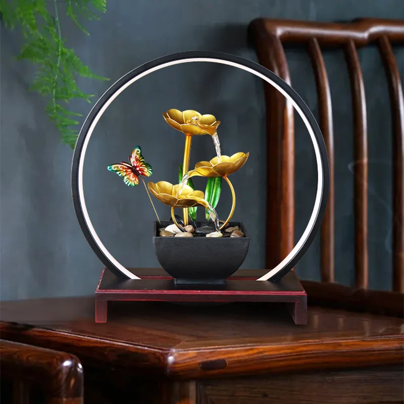 Tabletop Water Fountain Tabletop Waterfall Fountain for Living Room Patio Tabletop Home Desktop Decoration With Lamp