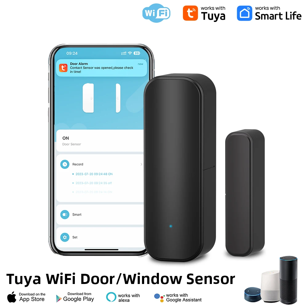 Wholesale Wireless Smart Door Sensor Tuya Smart Life APP notification Alarm Sensor for Door Window safety.