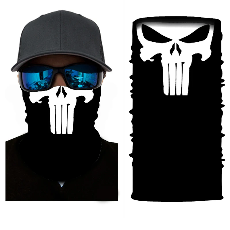 Stock Black Headwear Neck Gaiter Face Scarf Wrap Tubular Skull Face Bandana