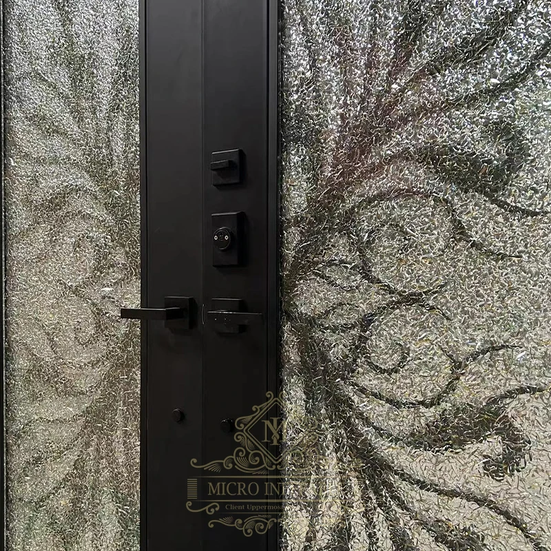 Popular Style Main Gate Sliding Door Wrought Iron Glass Entry Door Security Door
