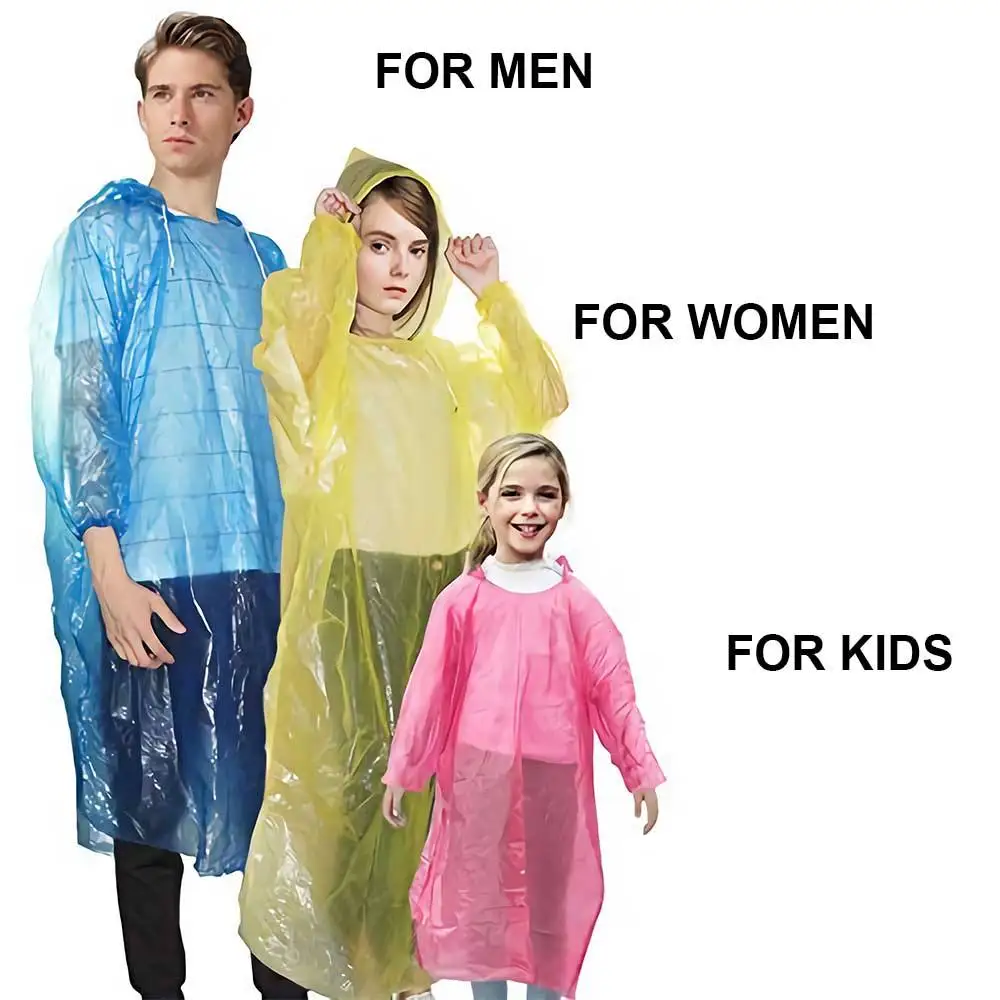 Custom High Quality Disposable Raincoat Logo Print Hooded Poncho