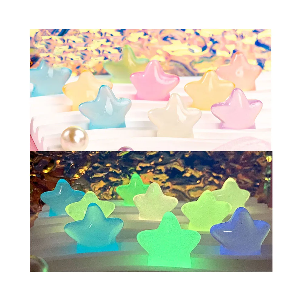 Wholesale Cute Fluorescence Star Heart Resin Pendant Charms For home decoration Girls Jewelry Making
