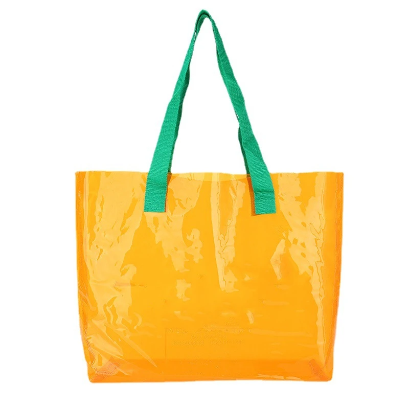 large jelly pvc beach waterproof women shopping tote shoulder clear transparent packing bag wholesale