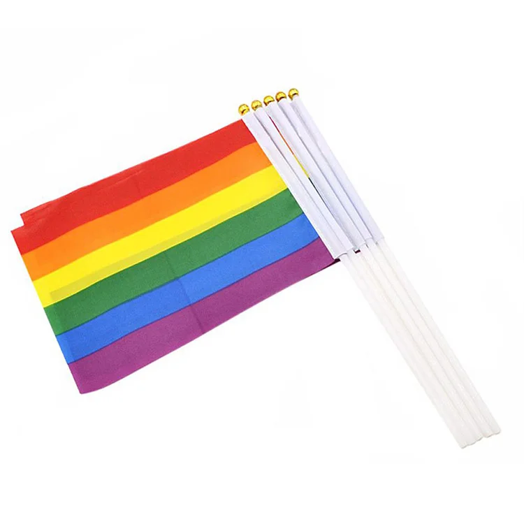 Rainbow Hand Flag LGBT Gay Pride  Polyester Printed Bisexual Tansgender Pansexual Flags And Banners With Flag Poles