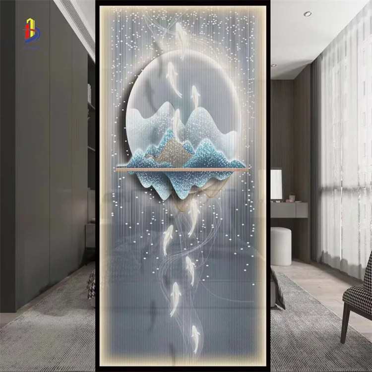 Best-selling high quality Chinese style silk and linen materials with silk painting decorative glass