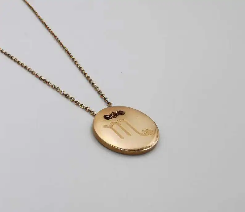 Gold Zodiac Pendants Necklace Aries Taurus Gemini Cancer Leo Virgo Libra Scorpio Aquarius Pisces Astrology symbols