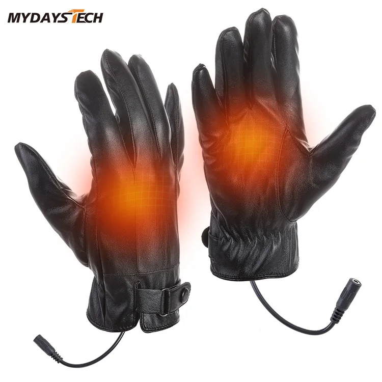 Mydays Tech Waterproof Winter Hand Warmer Rechargeable Battery PU Electric Heated Gloves for Outdoor Activities