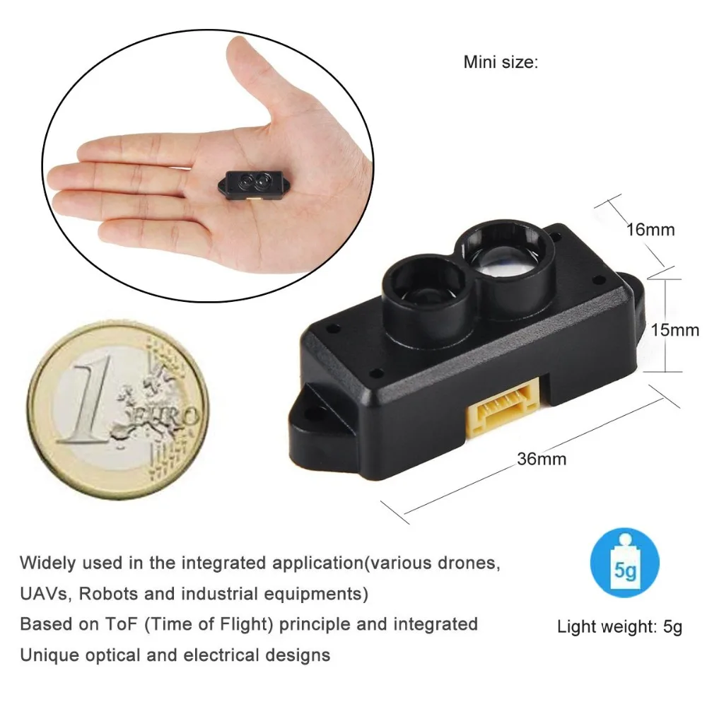 TFminis lidar tof laser range sensor tfmini lidar module for drones and robots