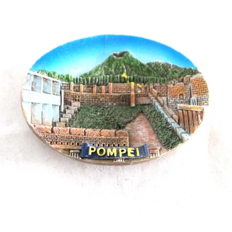 Wholesale custom logo design Pompei Rome Italy tourist souvenir resin fridge magnet