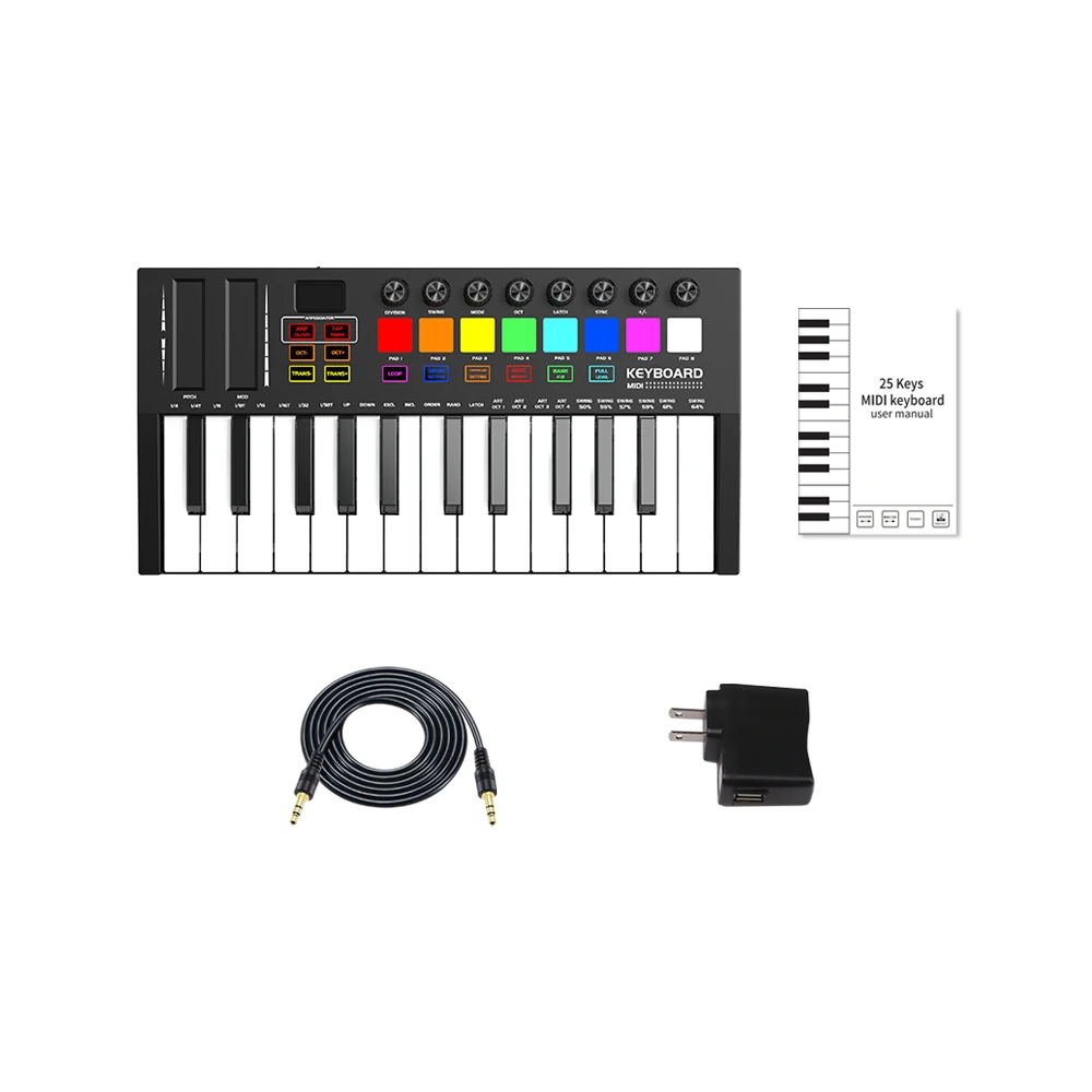 Клавиатура konix MIDI контроллер портативная расстановка RGB strike pad Заводская клавиатура