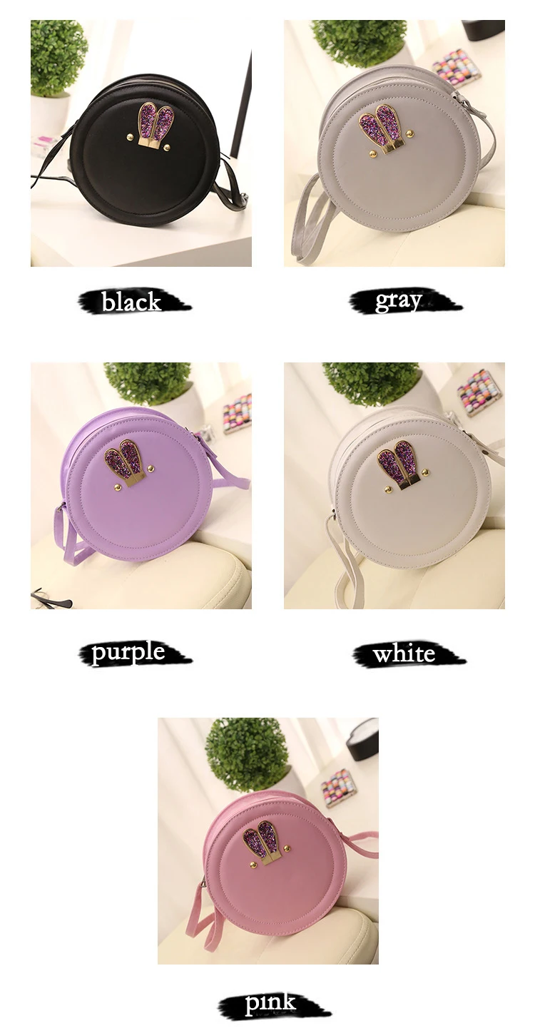 
Wholesale Korean style fashion small round bag candy color with rabbit ears shoulder lady bags H 