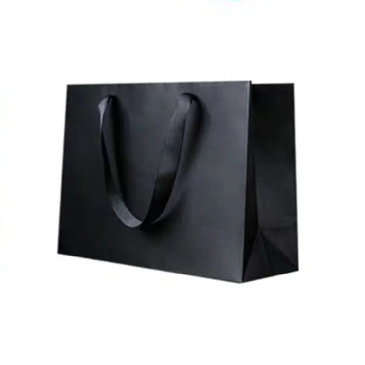 
custom luxury paper packaging hand bags high quality customized paper shopping bag black 