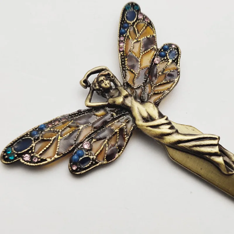 
Novelty metal gunmetal decorative angel with wings letter opener 