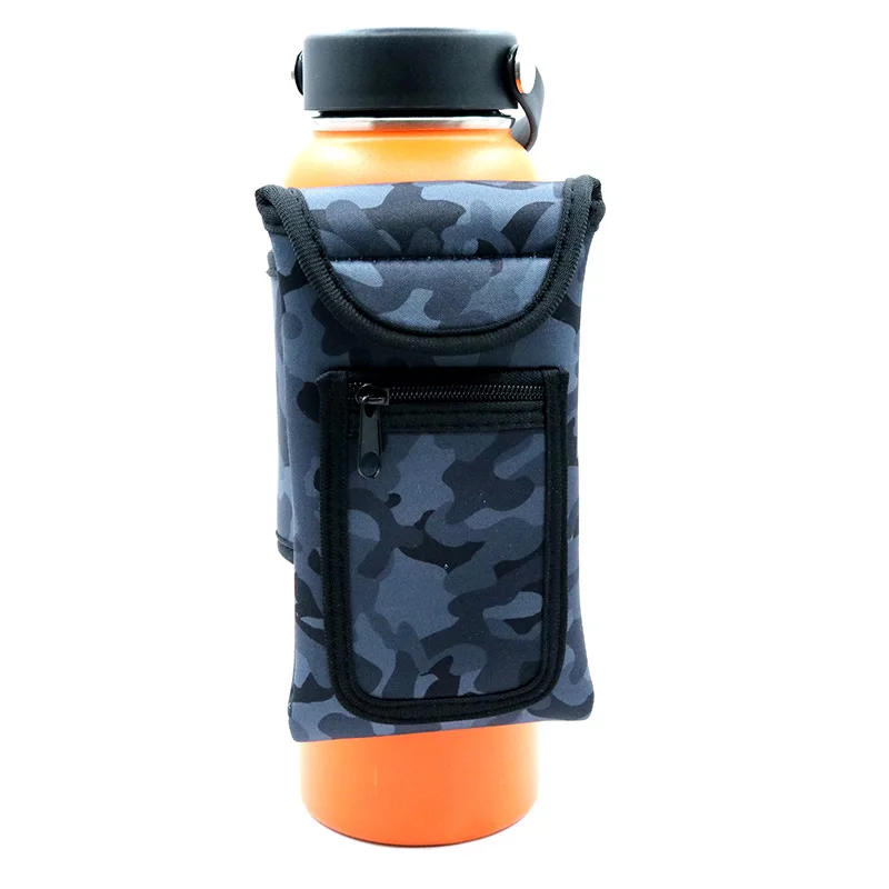 Camouflage Magnetic Water Bottle Sleeve Pouch Magnet Cup Cover with Pocket Portable Gym Mate Non slip  Neoprene Key Phone Bags