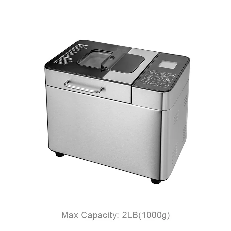 Electric Household Bread Maker Machine Stainless Steel with Automatic Fruit and Nut Dispenser Max Capacity 2LB