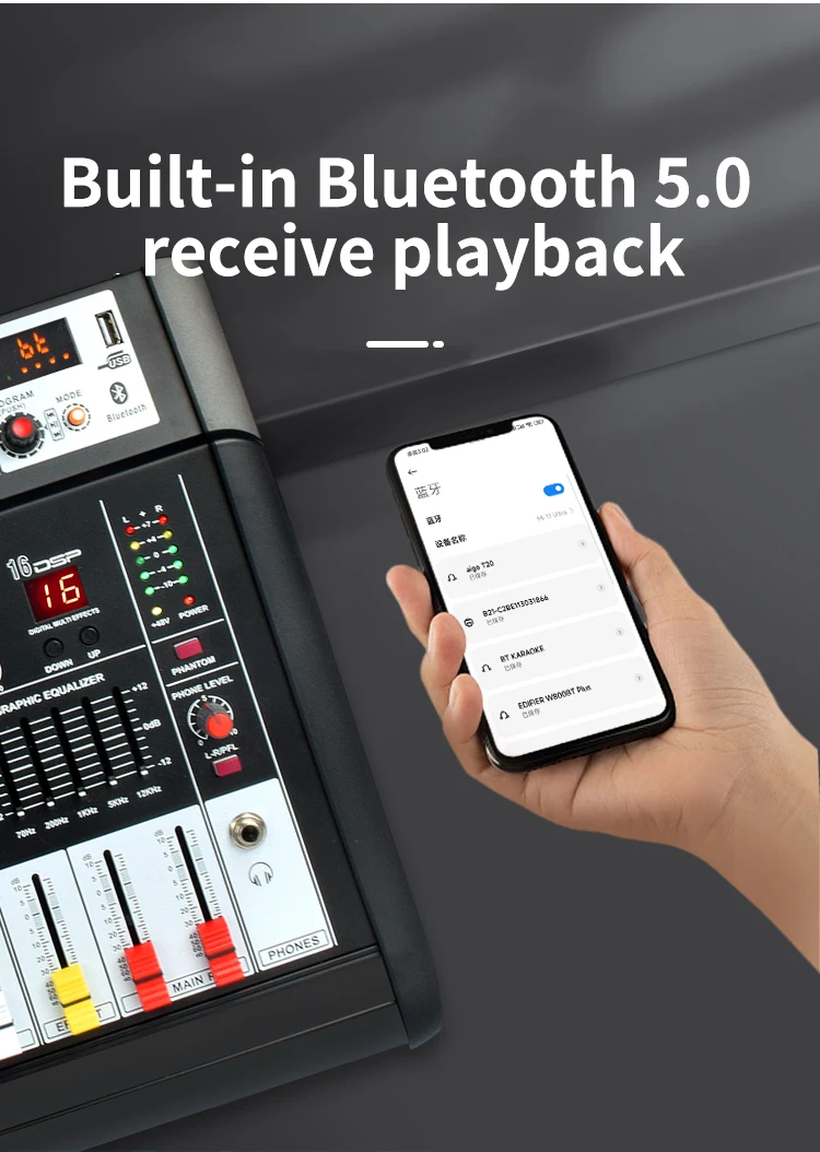 PRNOEET KW-690 audio sound system 8CH dj mixer professional stage pro audio mixer with 2 mic