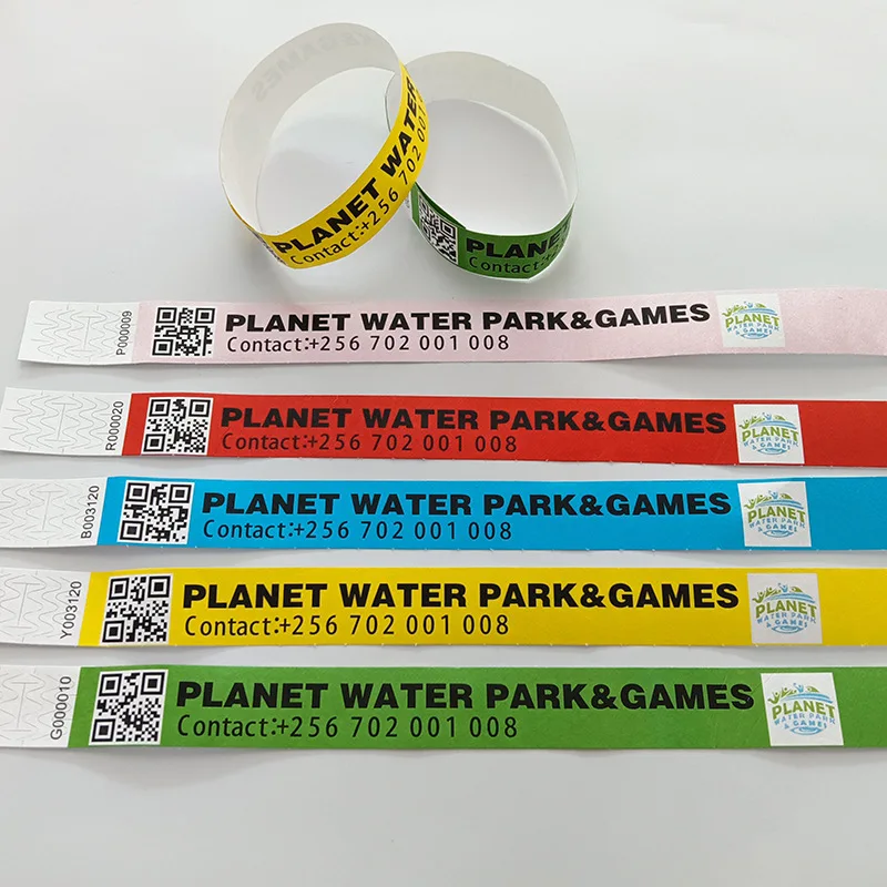 Custom Water Proof Disposable Gliding Tyvek Printable Paper Tickets wristbands ID Band For Events