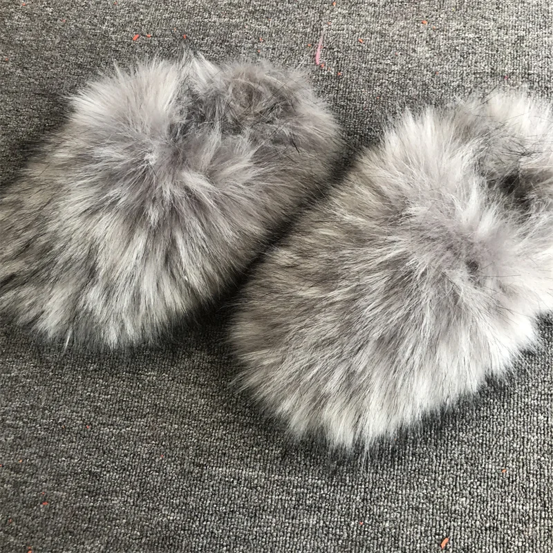 Wholesale Fashion Custom Color Fluffy Fur Slides Lady Faux Fur Slippers For Women