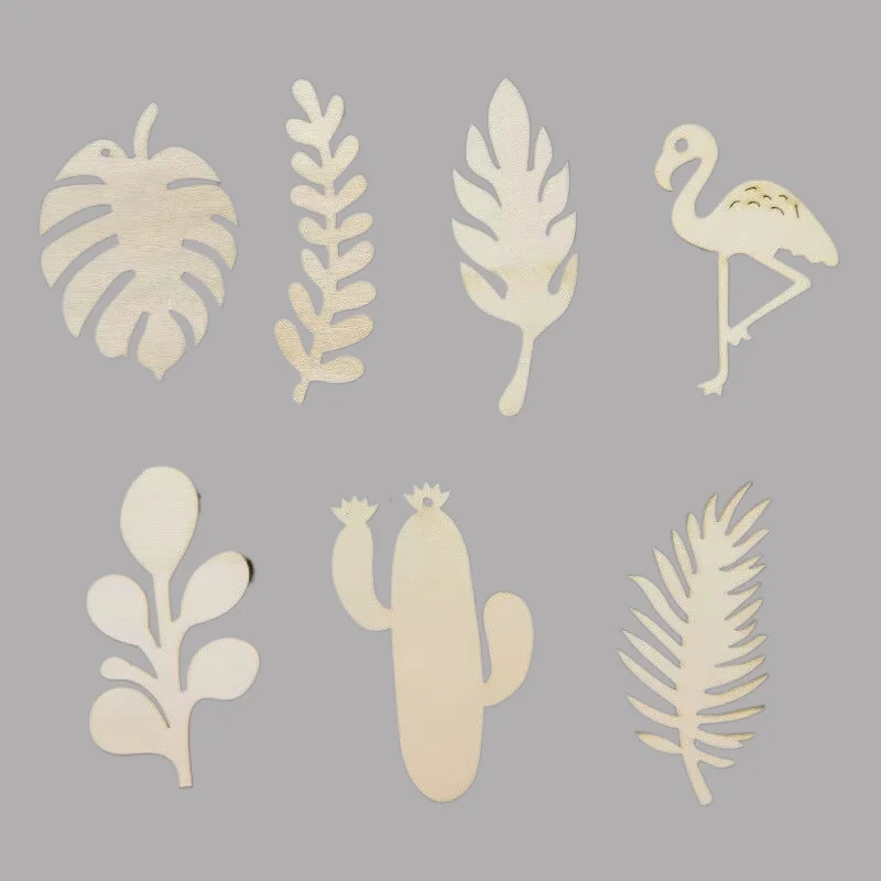 Accept OEM & ODM Order Wood Bamboo Plant Leaf Shaped Pendants For Christmas Tree Decoration Hollowed Out Handmade DIY Materials