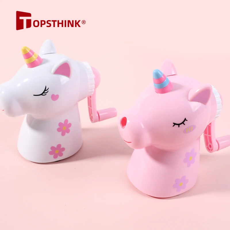 Topsthink Back to School Канцелярские мультфильм животных пластиковые Розовые босоножки Единорог точилка для