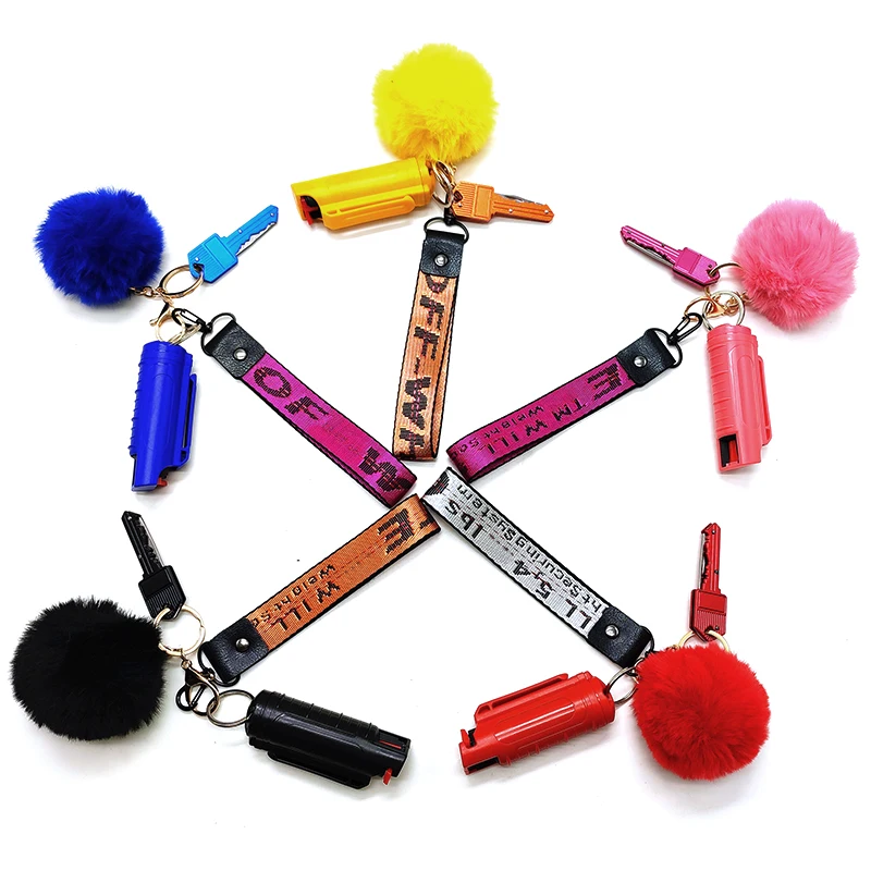 
Green Ball Keychain Set With Mini Useable Gun Folding Touch Knife Self Defense Keychain Knives Wholesale 