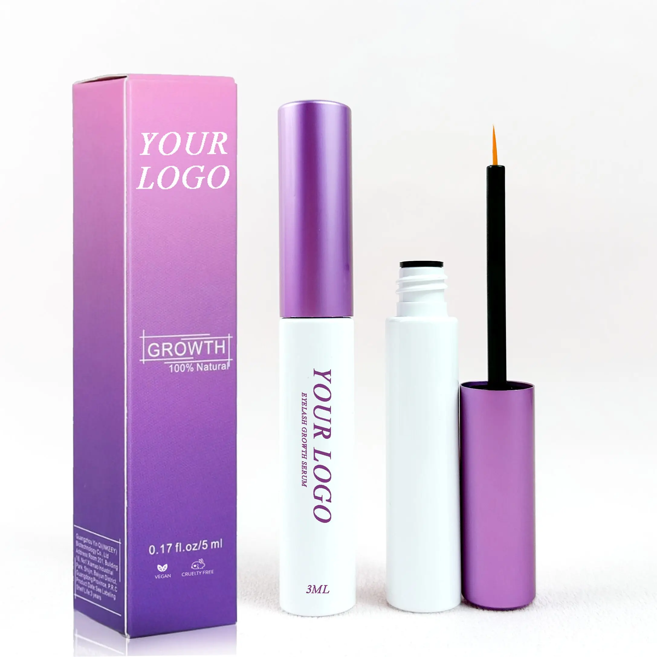 Vegan formula eyebrow castor oil serum private label oil-free liquid eye lash serum Eyelash Enhancing eyelash growth serum