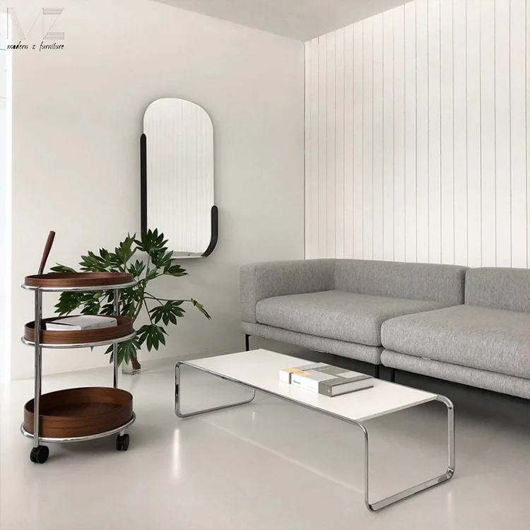 Classic Design Factory Stainless Steel Frame Wooden Top Mesa De Centro Coffee Table Set For Living Room