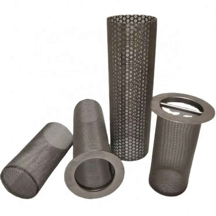 Stainless Steel Woven Wire Mesh Strainer Filter Screen Bucket Chinese Manufacturer Pipe Strainer