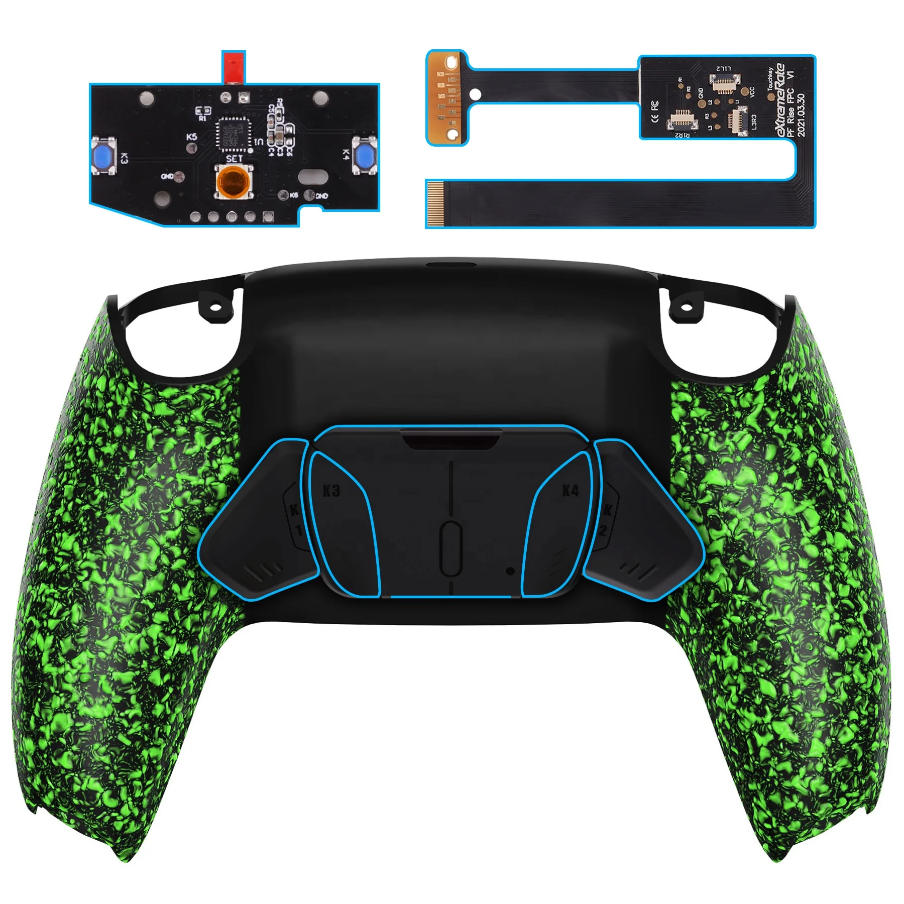 Splashing Back Button Attachment Remap Kit with Board & Back Housing & Back Buttons for PS5 Controller
